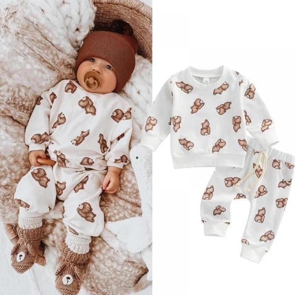 Autumn Winter Sweater Suit Baby Cartoon Bear Suit Wholesale Baby Children Clothes