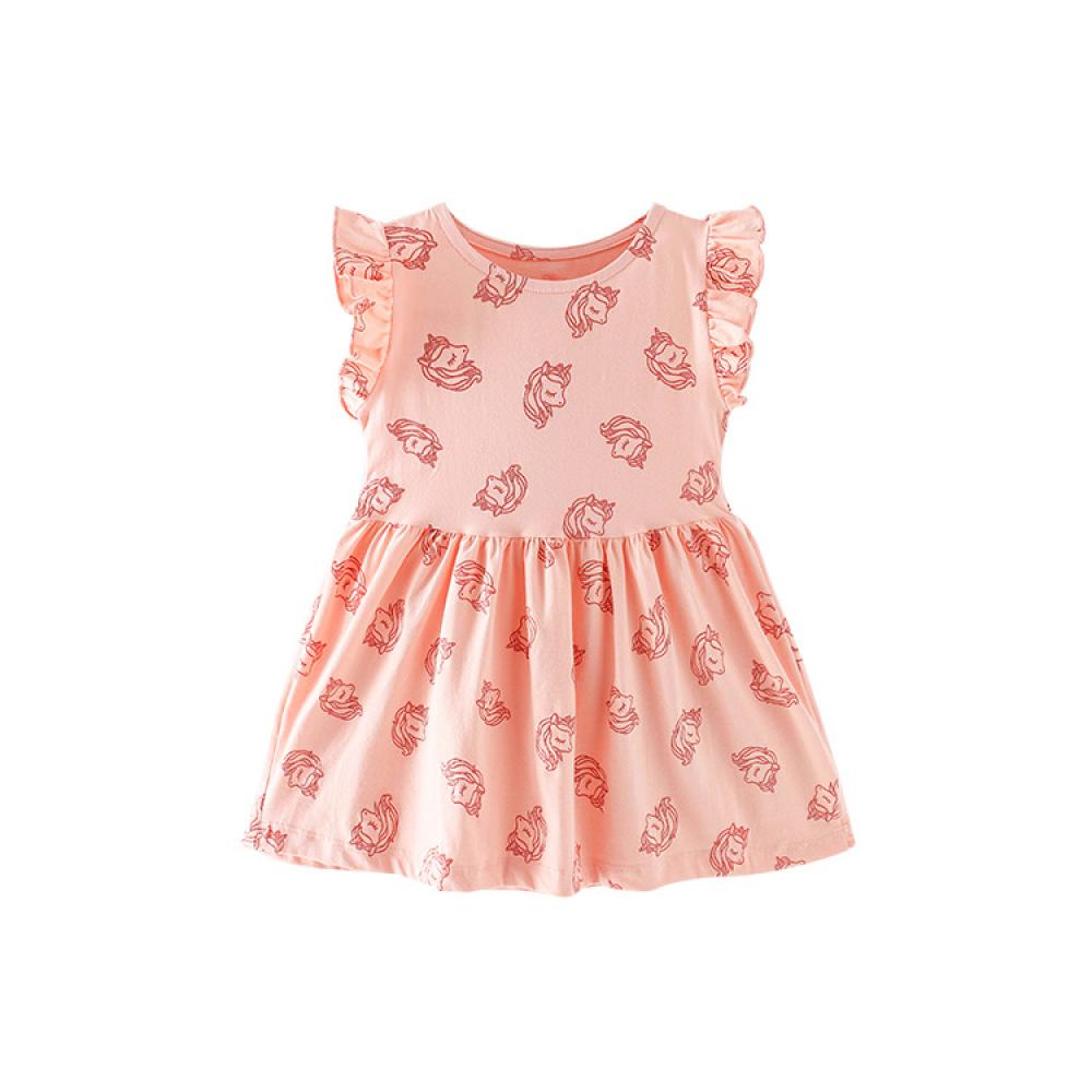 Toddler Girls Dresses Summer Cotton Unicorn Printed Sleeveless Dress Baby Girl Wholesale