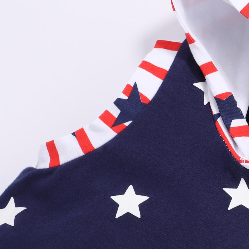 0-2Y Baby Boy Independence Day Sets Summer New Striped Stars Print Hoodie Tops And Shorts Two-piece Set Wholesale Baby Clothes
