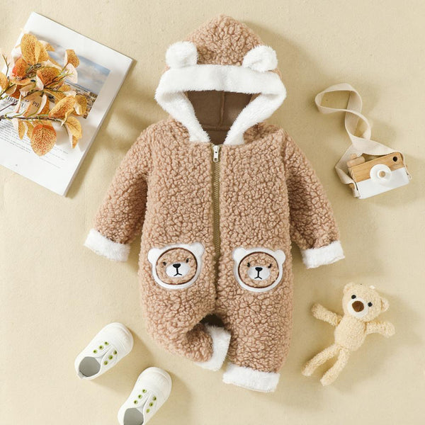 Baby Boys And Girls Hooded Zipper Romper Wholesale Baby Clothes