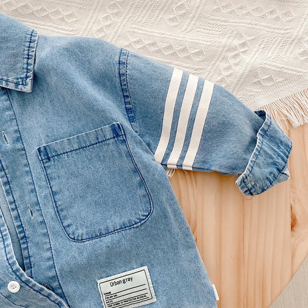 Girls Autumn Denim Jacket Stripe Casual Coat Wholesale Baby Girl Clothes
