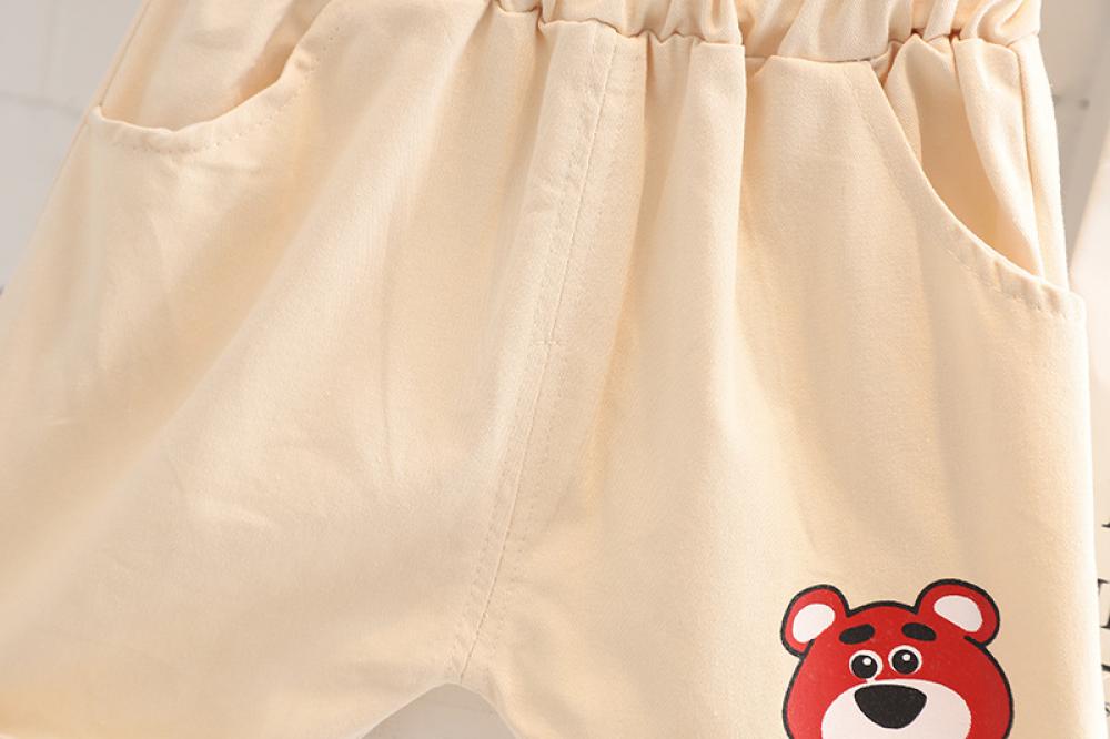 80~110CM Unisex Baby Suit Summer Thin Short-Sleeved Suit Cartoon Printing T-shirt Shorts 2-Piece Set Wholesale Kids Clothes