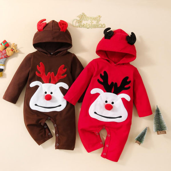 Autumn Baby Christmas Hooded Romper Wholesale Baby Clothes