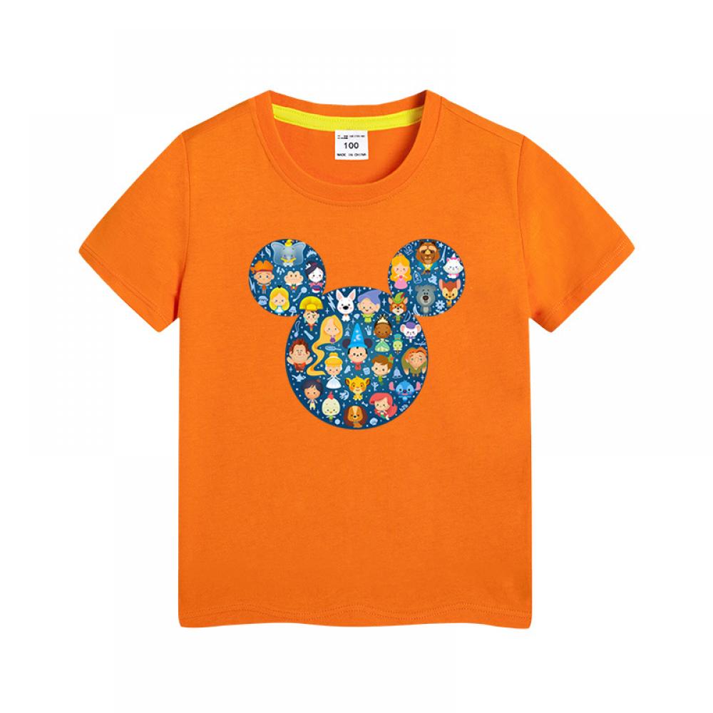 Neutral Toddler Boys Girls Summer Mickey Printed T-shirt 100% Organic Cotton Girl Boutique Clothing Wholesale