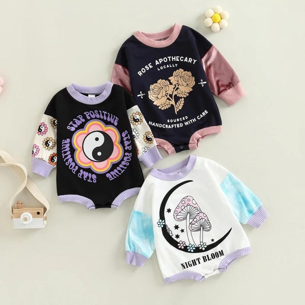 Autumn Baby Cute Cartoon Print Color-block Triangle Romper Wholesale Baby Children Clothes