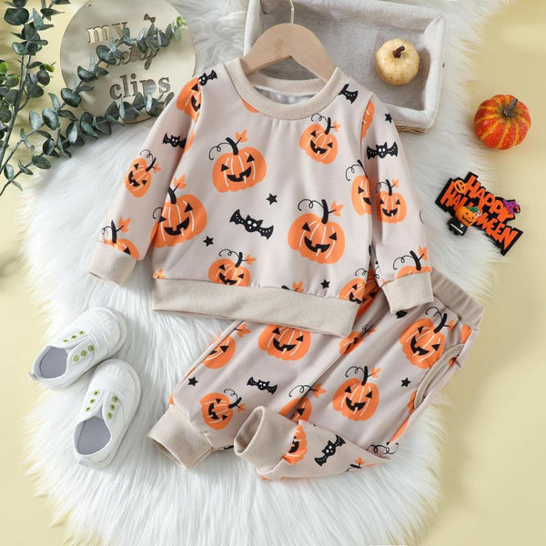Halloween Children Long Sleeve Casual Sweater Set Wholesale Kids Clothes