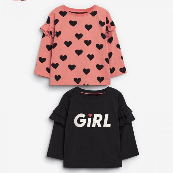 Girls Autumn Ruffle Sleeve Heart Sweatshirt Top Baby Girl Wholesale