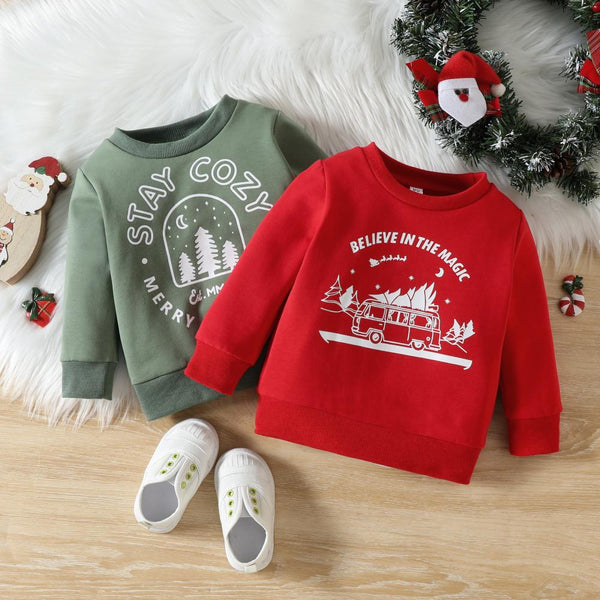 Children Autumn Christmas Print Sweater Wholesale Kids Clothes