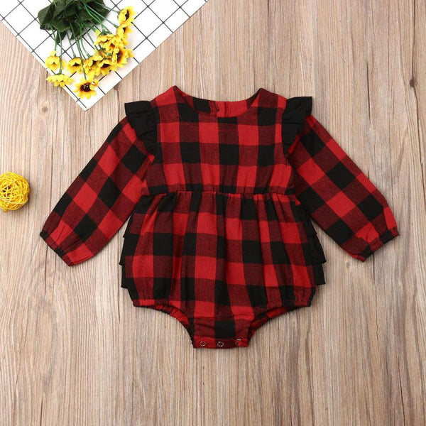 Spring and Autumn Children's Two-color Plaid Romper Wholesale Baby Clothes