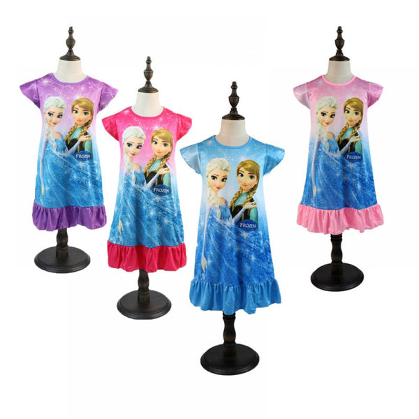 Toddler Girls Dresses Girls' Pajamas Short-sleeved Nightdress Summer Girls Home Wear Wholesale Kids Clothing