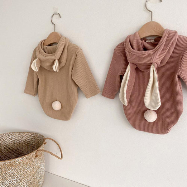 Spring Boys and Girls Baby Cute Rabbit Long Sleeve One Piece Butt Clothes Wholesale Baby Clothing