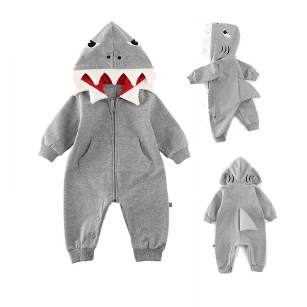 Unisex Dinosaur Grey Long-sleeved Onesie Wholesale Baby Clothing