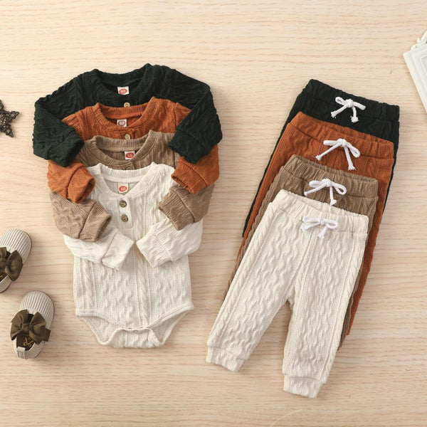 Baby Solid Color Autumn Winter Romper + Pants Set Wholesale Baby Clothes