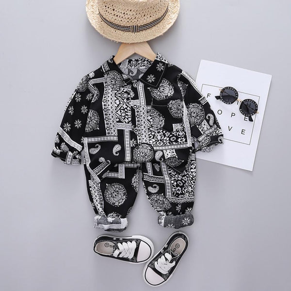 1-5T Boys Spring and Autumn Western Style Camouflage Long Sleeve Two-piece Set Wholesale