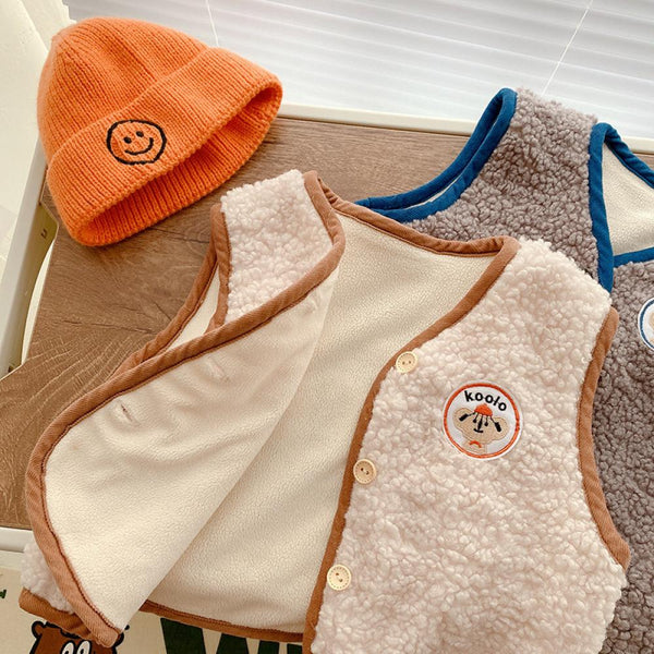 Baby Boy Lamb Wool  Embroidery Cartoon Vest Wholesale Boys Clothes