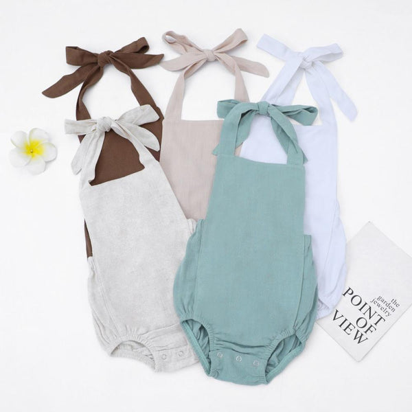 0~2Y Ins New Linen Tie Baby Onesie Baby Romper Romper Bag Fart Clothes Newborn Clothes Wholesale Baby Clothes