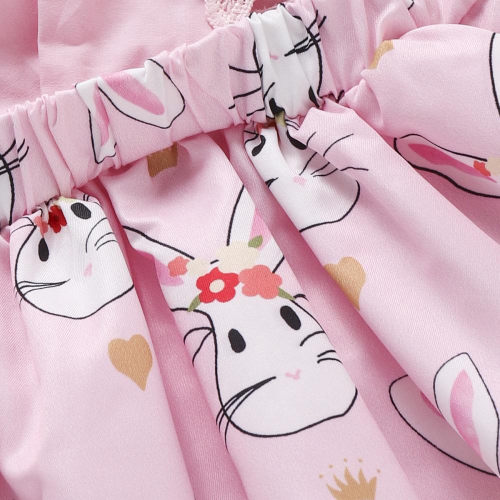 Newborn Girls Romper Rabbit Printed Lace Easter Day Bodysuit Babywear Wholesale