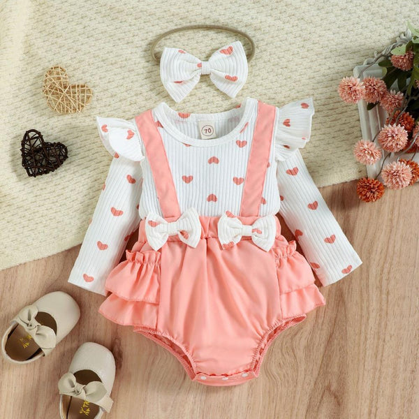 Autumn Winter Baby Girl Love Print Romper Wholesale Girls Clothes