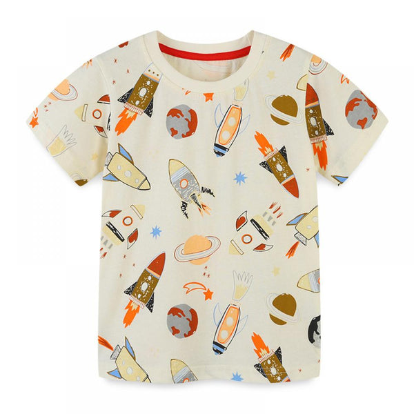 Boys Short Sleeve T-Shirt Summer Knit Cotton Kids T-Shirt Cartoon Printing Wholesale Boys Clothes