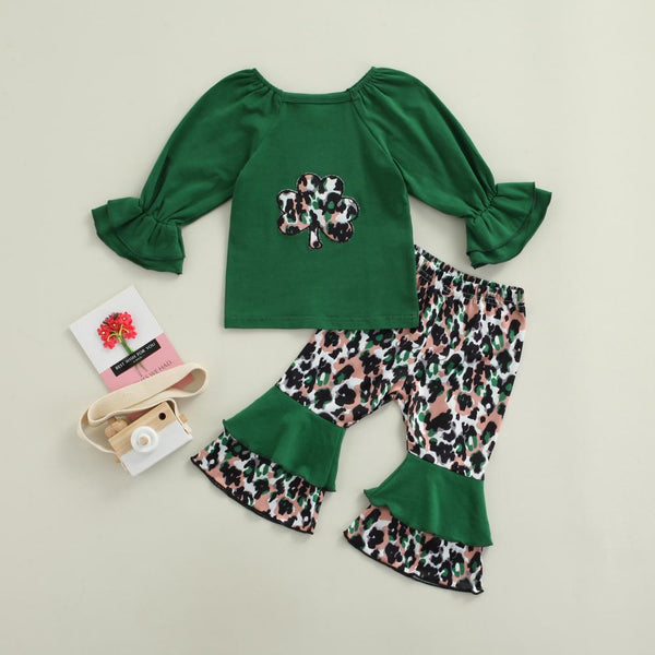 St. Phra's Day Green Shamrock Set for Girls Wholesale Girls Clothes
