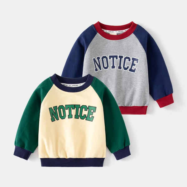 New Boys Diagonal Shoulder Top Baby Letter Tops Loose Pullovers Wholesale