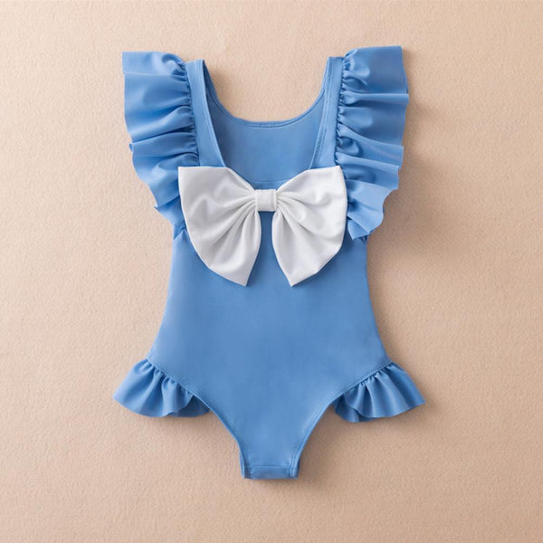 Toddler Girls Solid Color Bow Swim Suit One-piece Wholesale Plus Size Swim Wear