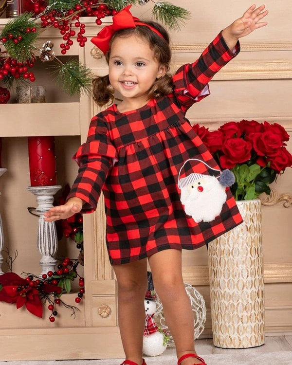 Spring and Autumn Christmas Girls Baby Print Red Plaid Skirt Wholesale Girls Dress
