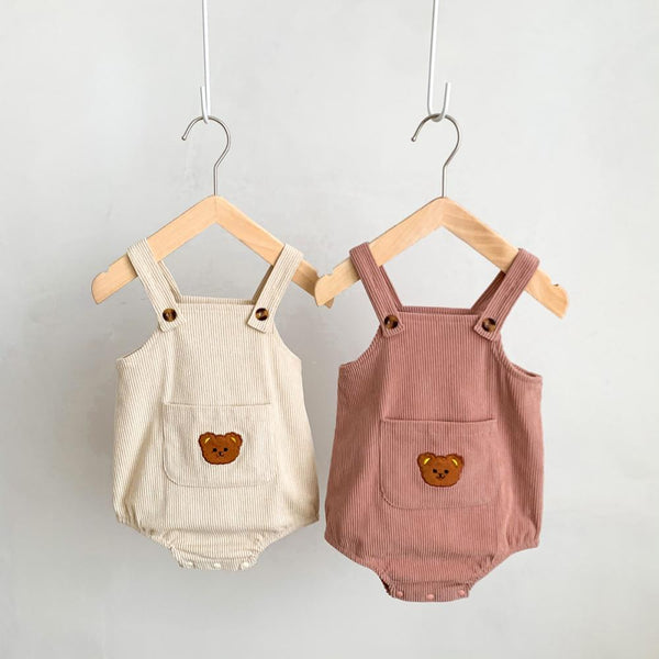 Unisex Baby Corduroy Bear Overalls Wholesale Baby Clothes