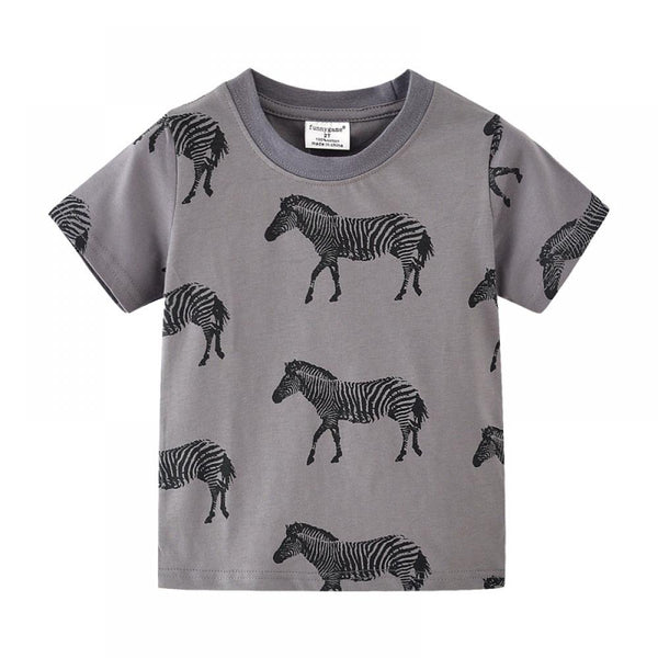 Toddler Boy Short-sleeved SummerT-shirt Zebra Pattern Suitable For 2-7Y Wholesale Kids Clothing Suppliers