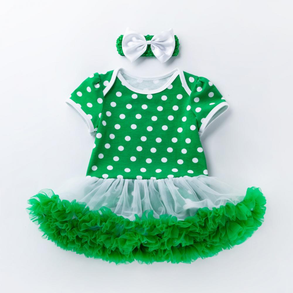 Baby Girls Summer Letter Printed Romper Skirt Dress Saint Patrick's Day Babywear Wholesale