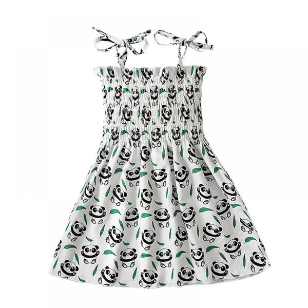 Girls Summer Sling Dress Panda Dinosaur Butterfly Printed Baby Girl Wholesale