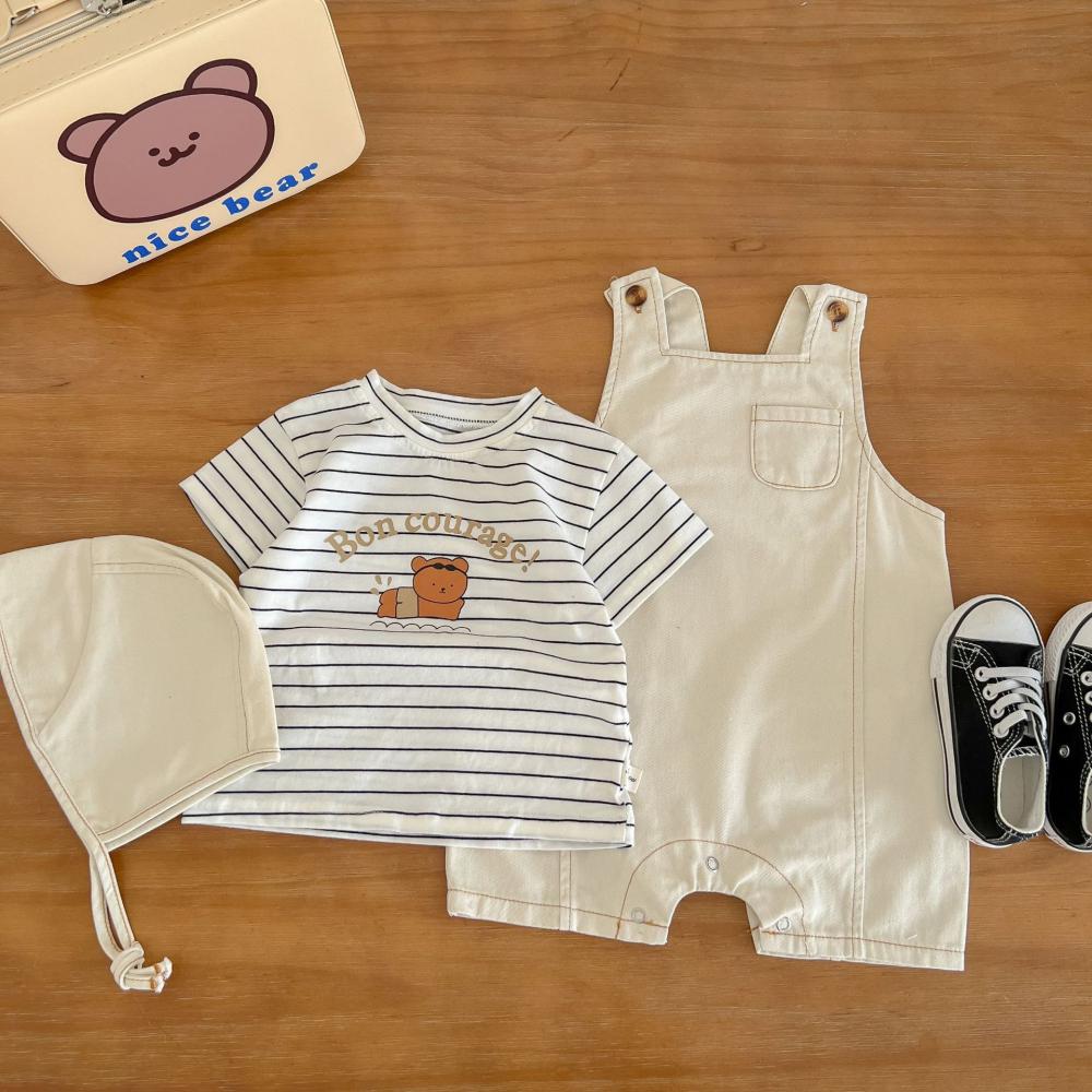 Newborn Baby Denim Romper Summer Jumpsuit Bodysuit with Hat Wholesale Clothing Baby