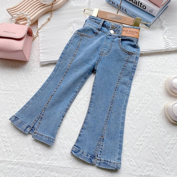Toddler Girl Jeans Autumn Western Style Denim Slit Flared Pants Wholesale Girls Clothes