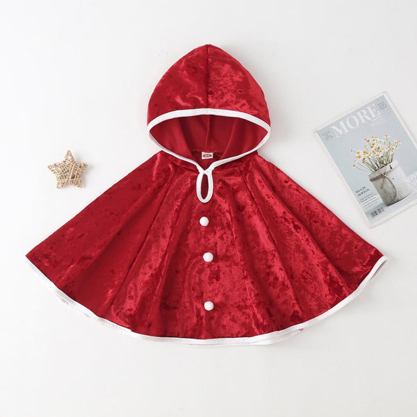 Autumn Baby Girls Red Velvet Cape Wholesale Girls Clothes