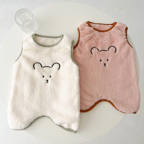 Newborn Autumn Winter Sleeveless Warm Bear Romper Wholesale Baby Clothes
