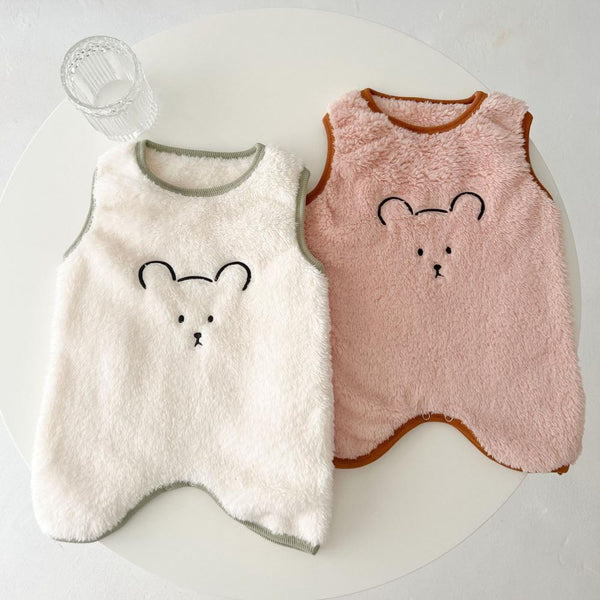 Newborn Autumn Winter Sleeveless Warm Bear Romper Wholesale Baby Clothes
