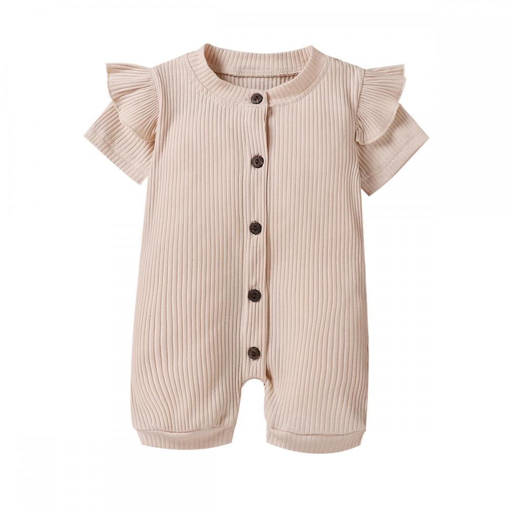 Unisex Newborn Baby Summer Ruffle Solid Color Romper Wholesale Baby Clothes In Bulk
