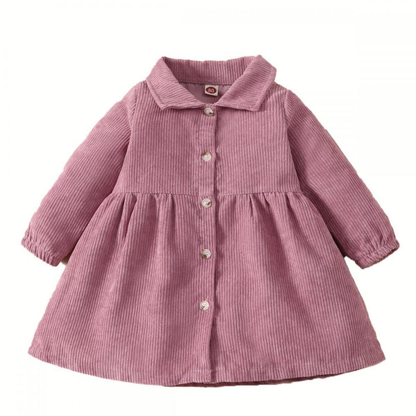 Baby Girl Solid Color Cardigan Corduroy Dress Spring and Autumn Buy Baby Clothes Wholesale