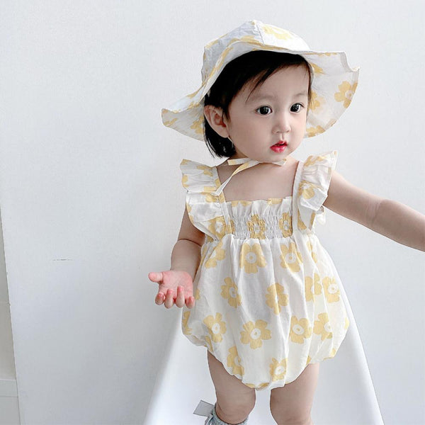 0~2Y Baby Girl Romper Summer Baby Onesie Small Fresh Sling Bag Fart Clothes Go Out Triangle Romper Wholesale Baby Clothes