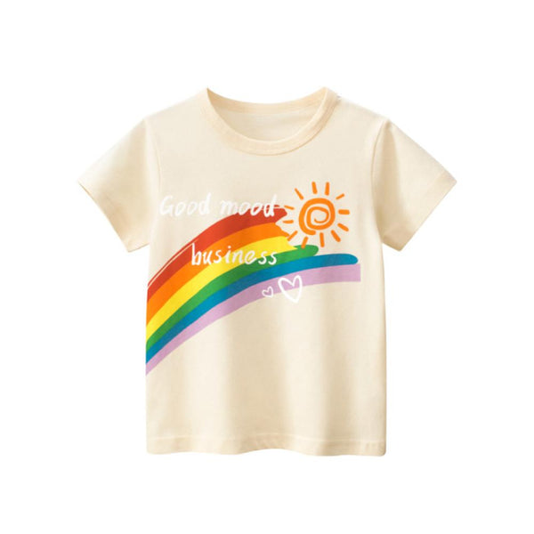 Girls Summer Rainbow T-shirt Top Baby Girl Boutique Clothing Wholesale