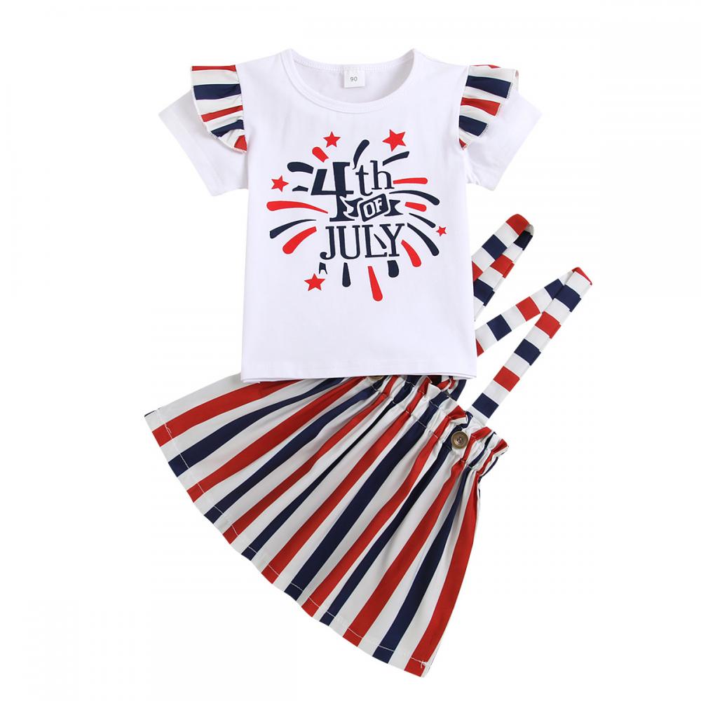 Summer Girls 0-5Y Forth Of July Sister Set Romper And Suspenders Skirt Buy Baby Clothes Wholesale