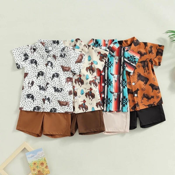 Summer Children's Shirt Boy Shorts Short Sleeve Set Wholesale