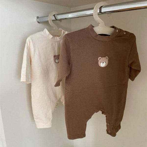 Solid Color Baby Autumn Bear Romper Baby Boutique Clothes In Bulk