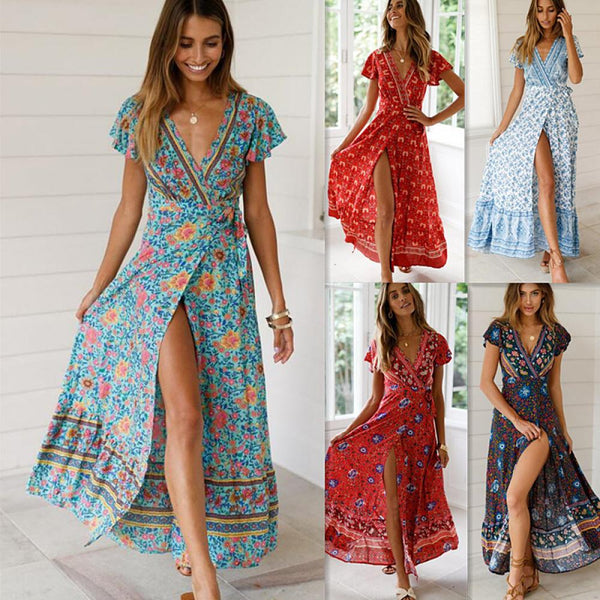 2022 New Products Summer Leisure Hot Selling Holiday Print Dress Sexy Long Skirt Women's Wholesale Women Clothes