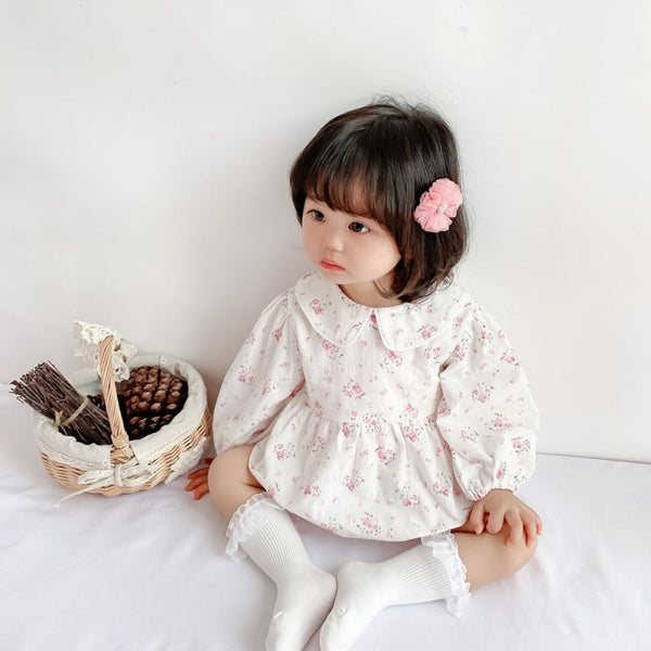 Baby Girls Lapel Floral Onesie Wholesale Girl Clothing