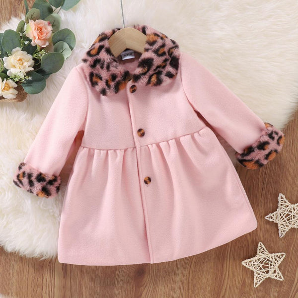 Girls Autumn Leopard Collar Coat Wholesale Girl Clothing