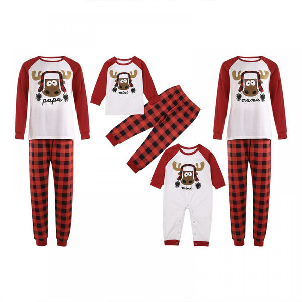Autumn Winter Elk Print Pajamas Parent-child Wear Mommy And Me Outfits Wholesale