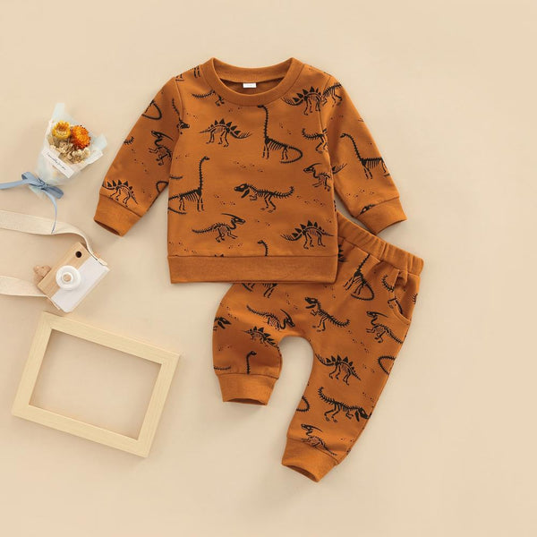 Autumn Baby Boy Dinosaur Print Set Boys Clothes In Bulk