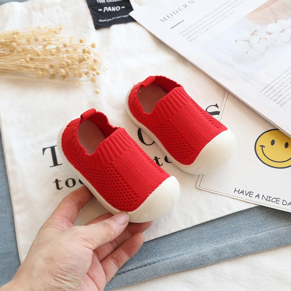 Baby And Toddler Unisex Shoes Solid Woven Breathable Soft Soled Sneakers Walking Shoes Wholesale Baby Shoes Suppliers