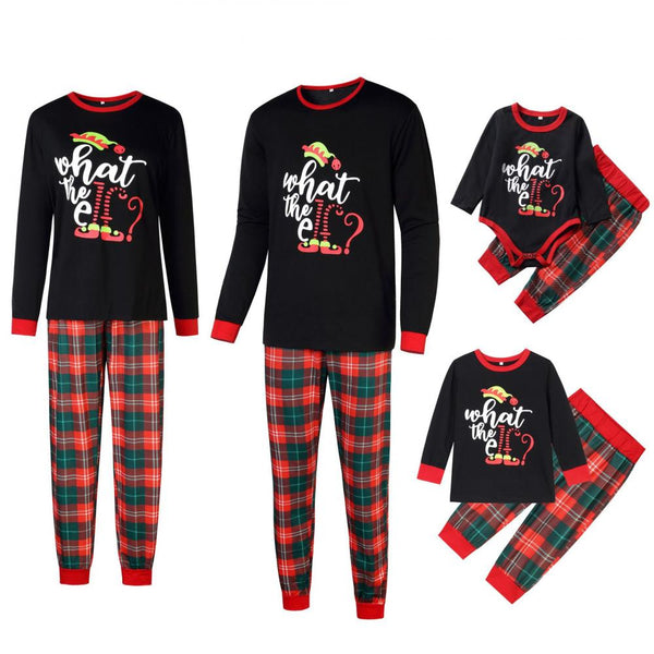 Autumn and Winter Parent-child Suit Christmas Elf Letter Print Suit Wholesale